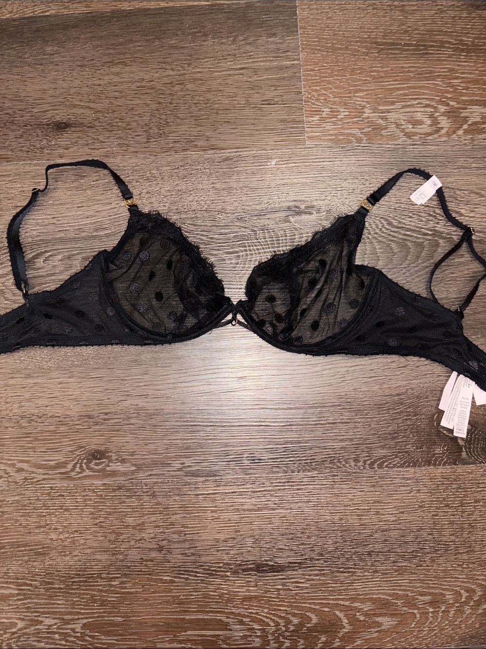 Victoria's Secret Black Sheer Polka Dot Underwire Bra